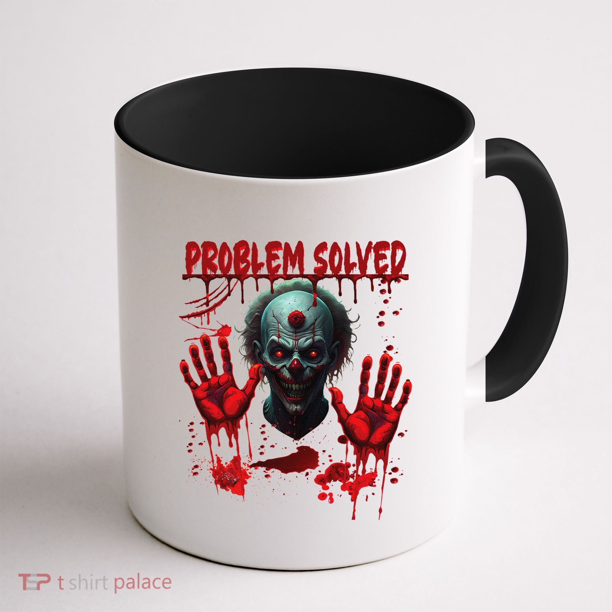 Problem Solved Bloody Hands Costume Clown Halloween Coffee Mug