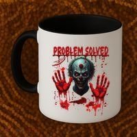 Problem Solved Bloody Hands Costume Clown Halloween Coffee Mug thumb 2