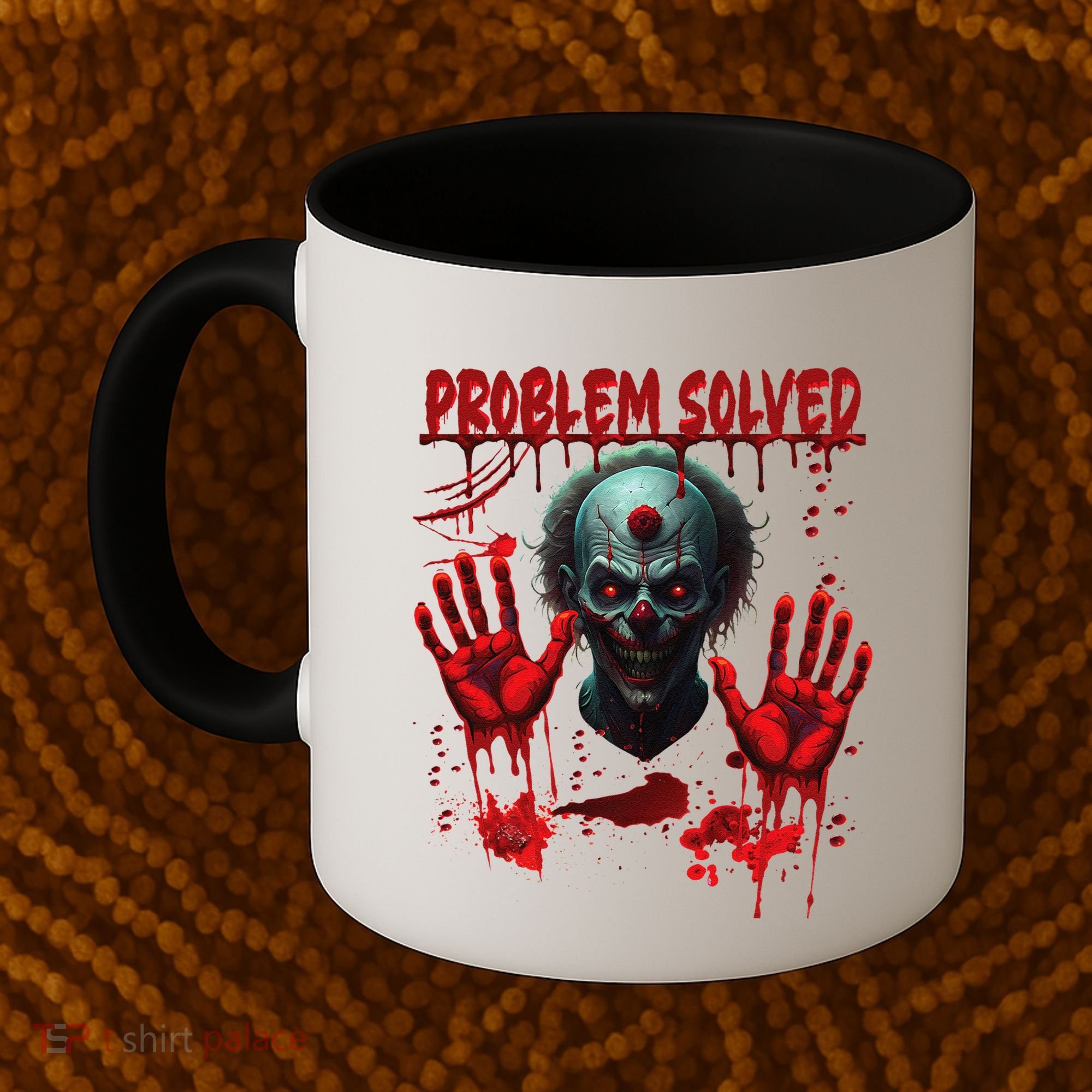 Problem Solved Bloody Hands Costume Clown Halloween Coffee Mug