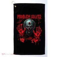 Problem Solved Bloody Hands Costume Clown Halloween Golf Towel thumb 0