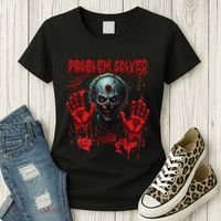 Problem Solved Bloody Hands Costume Clown Halloween Women's T-Shirt thumb 3