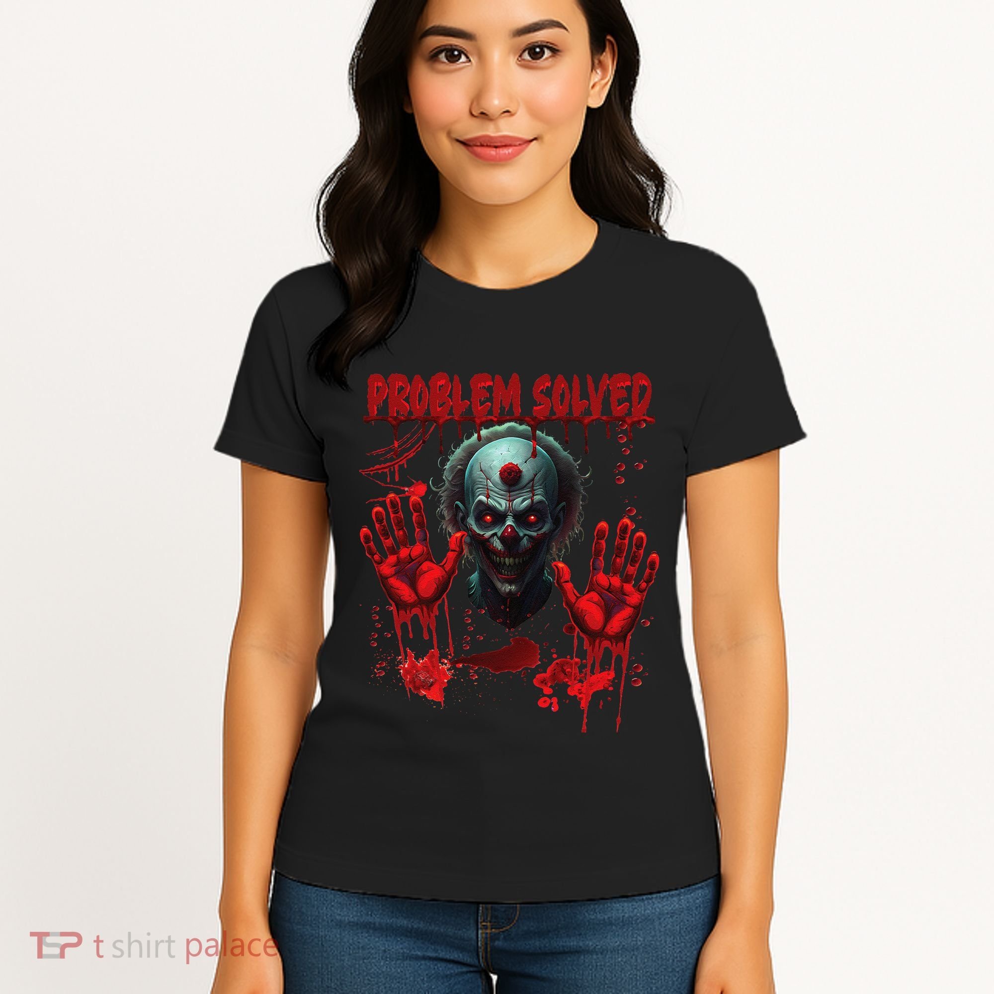 Problem Solved Bloody Hands Costume Clown Halloween Women's T-Shirt
