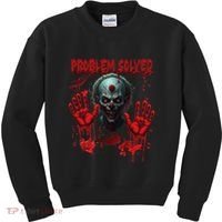 Problem Solved Bloody Hands Costume Clown Halloween Kids Sweatshirt thumb 0
