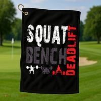 Powerlifting, Squat, Bench, Deadlift, Weightlifting Gift Golf Towel thumb 1