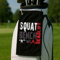 Powerlifting, Squat, Bench, Deadlift, Weightlifting Gift Golf Towel thumb 2