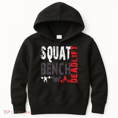 Powerlifting, Squat, Bench, Deadlift, Weightlifting Gift Kids Hoodie