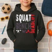 Powerlifting, Squat, Bench, Deadlift, Weightlifting Gift Kids Hoodie thumb 2