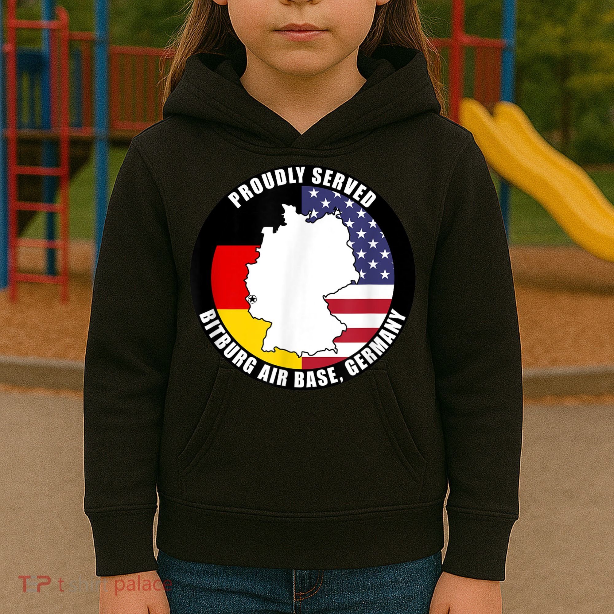 Proudly Served Bitburg Air Base Germany Military Veteran Kids Hoodie