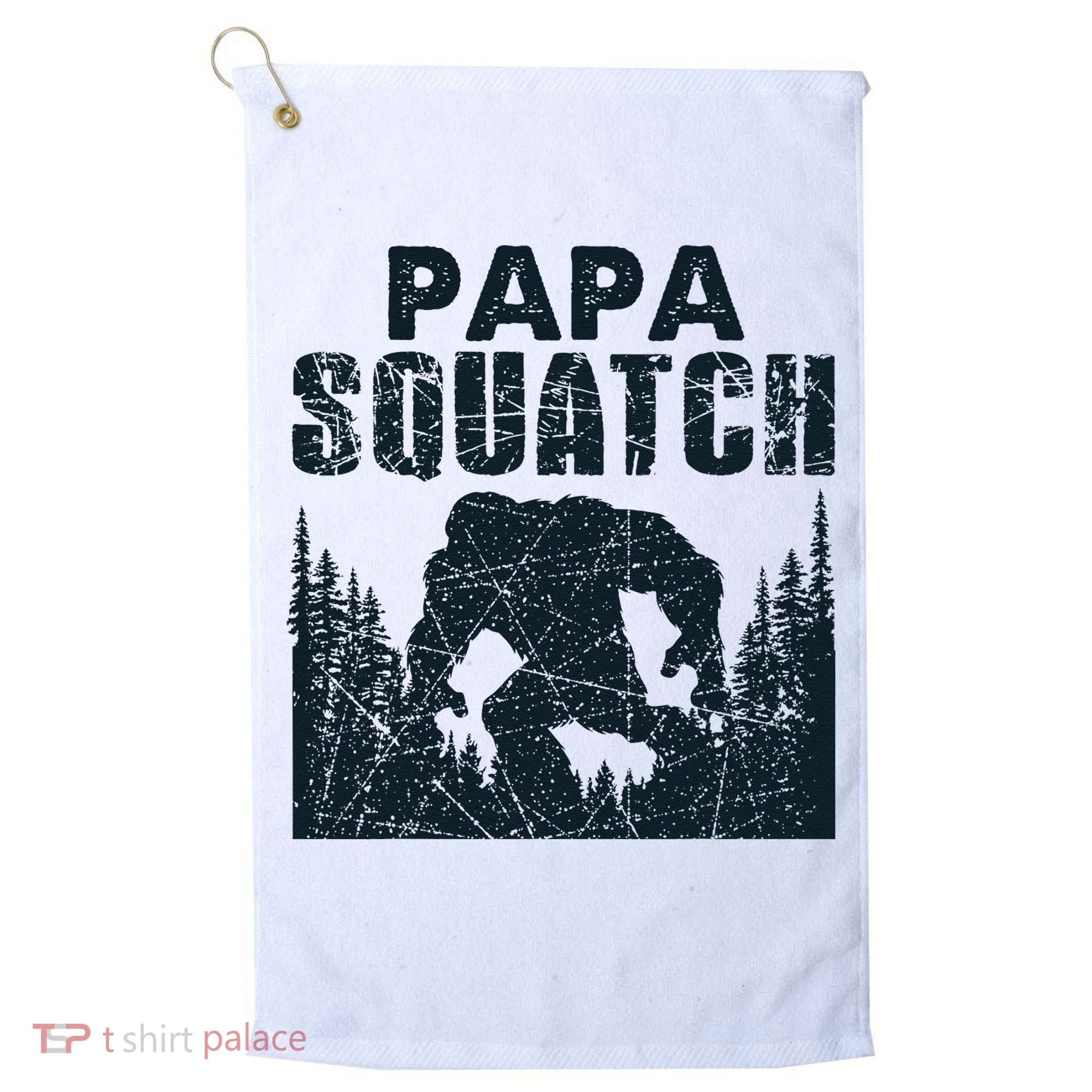 Papa Squatch Bigfoot Dad Fathers Day Golf Towel