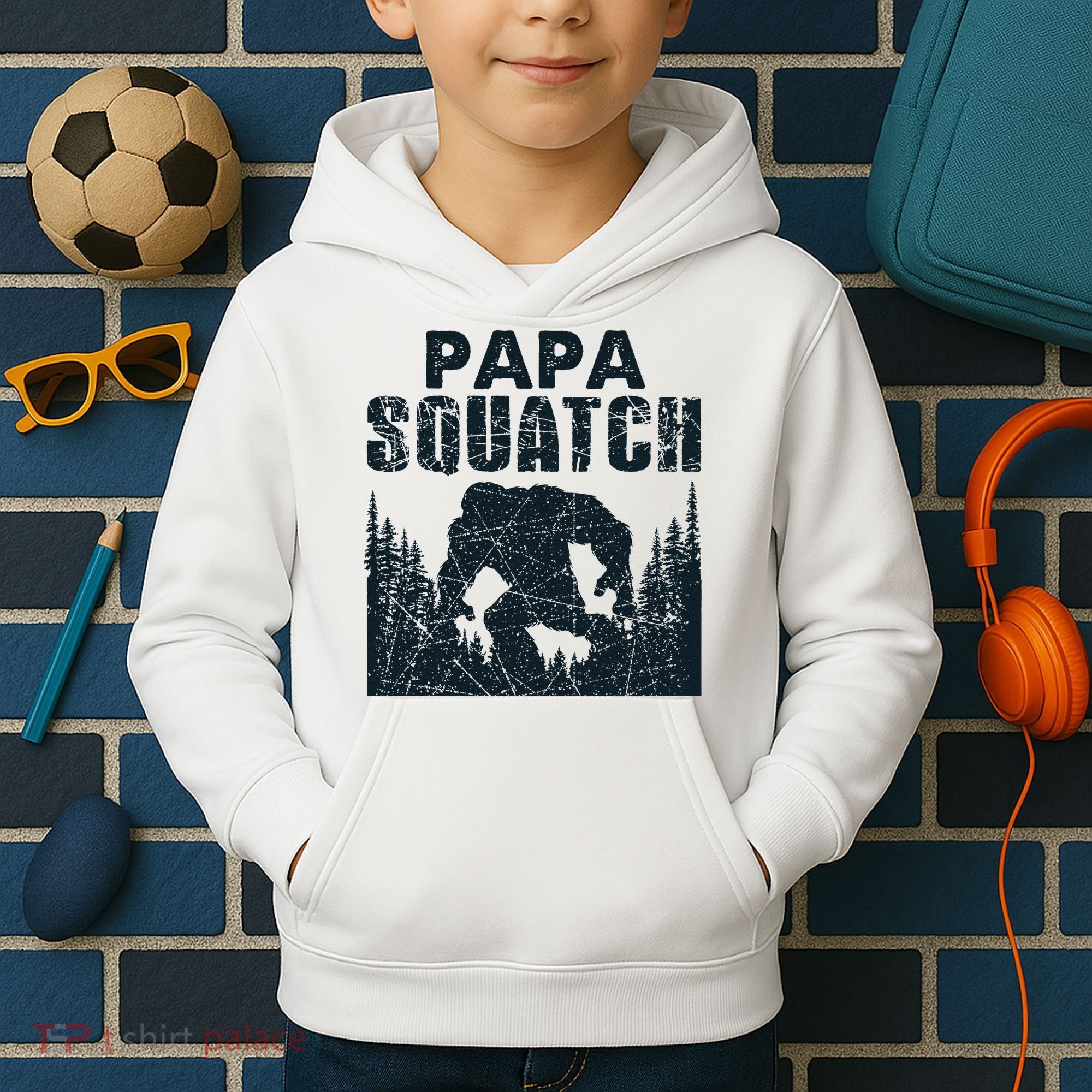 Papa Squatch Bigfoot Dad Fathers Day Kids Hoodie