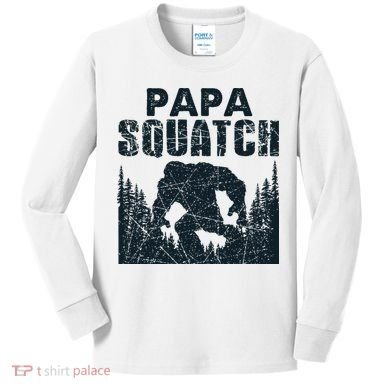 Papa Squatch Bigfoot Dad Fathers Day Kids Long Sleeve Shirt