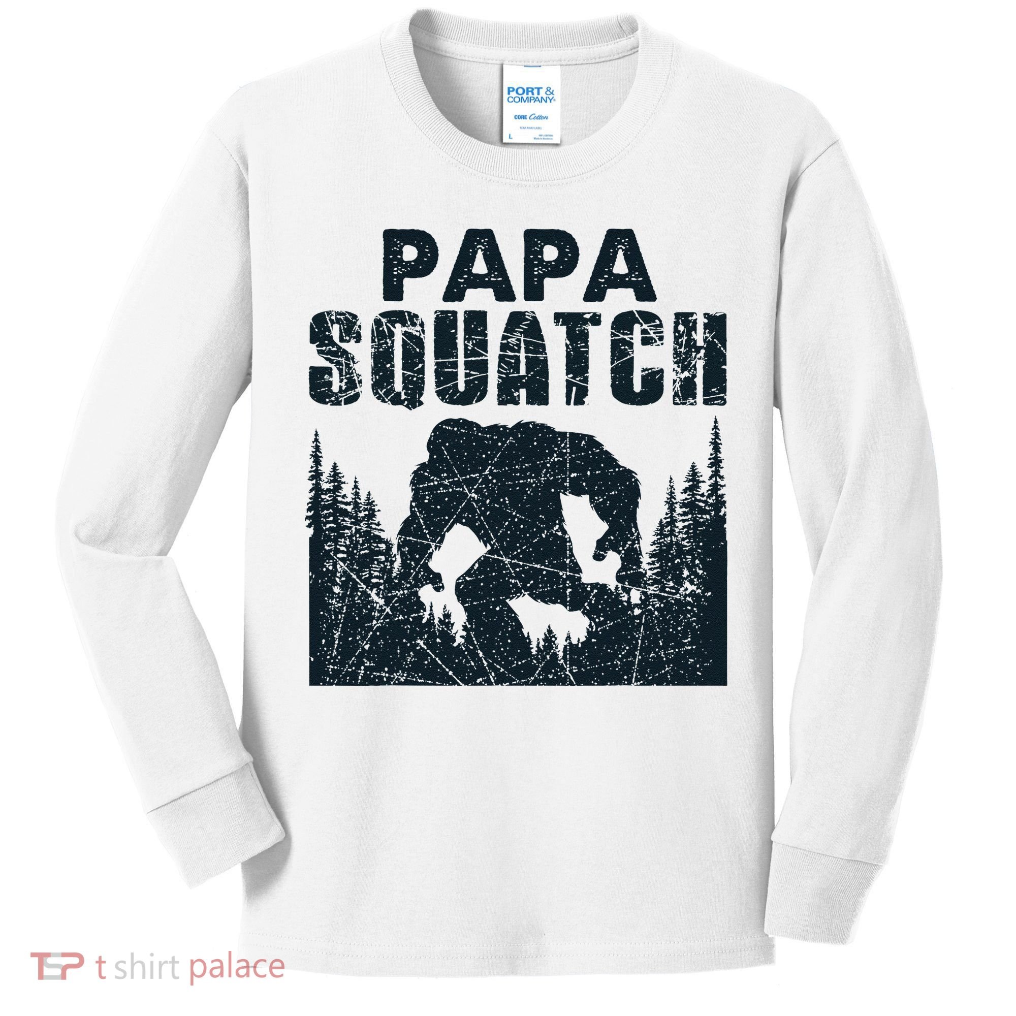 Papa Squatch Bigfoot Dad Fathers Day Kids Long Sleeve Shirt