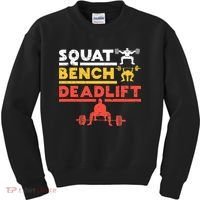 Powerlifting Squat Bench Deadlift Weightlifting Kids Sweatshirt thumb 0