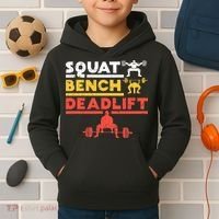 Powerlifting Squat Bench Deadlift Weightlifting Kids Hoodie thumb 2
