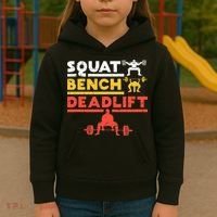 Powerlifting Squat Bench Deadlift Weightlifting Kids Hoodie thumb 3