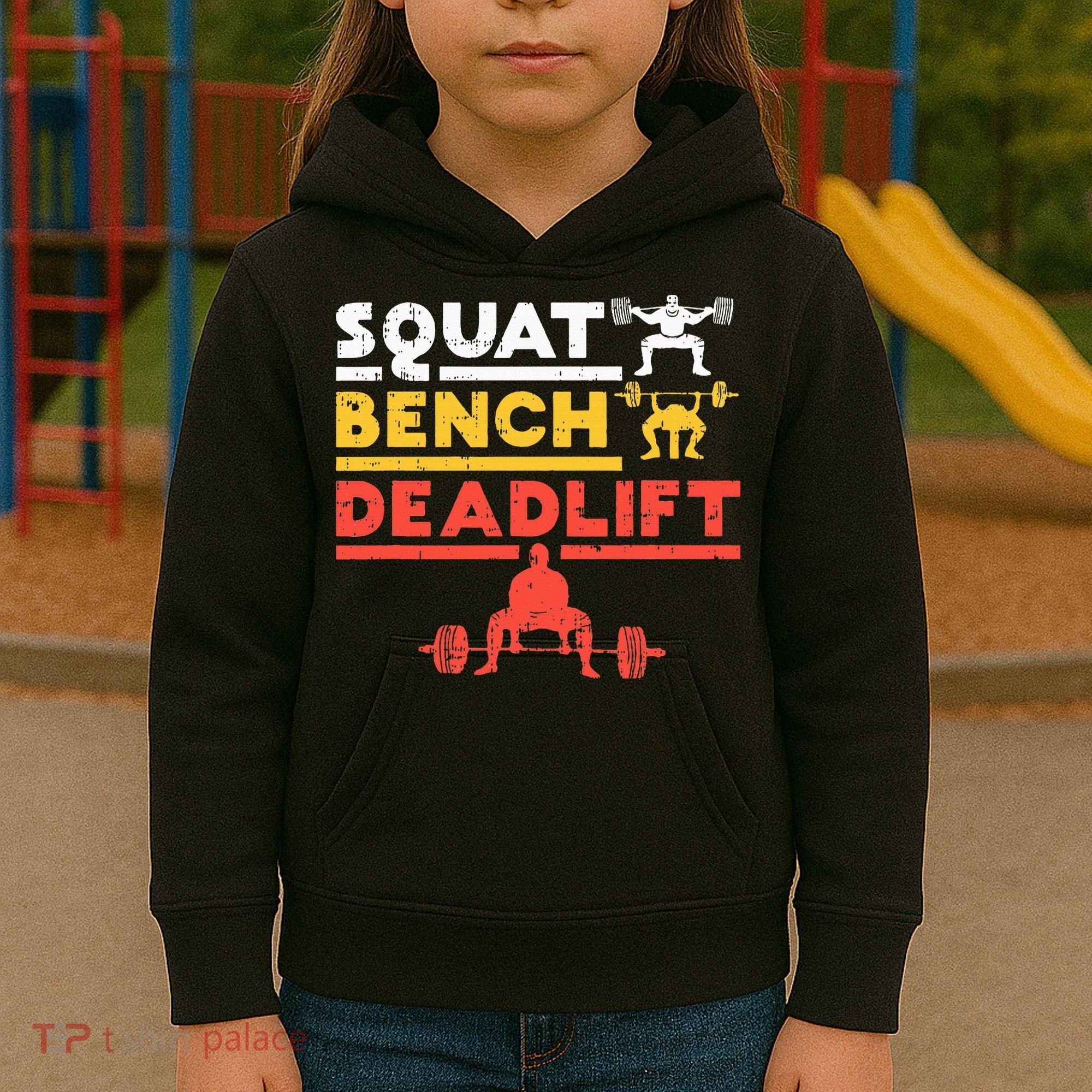 Powerlifting Squat Bench Deadlift Weightlifting Kids Hoodie