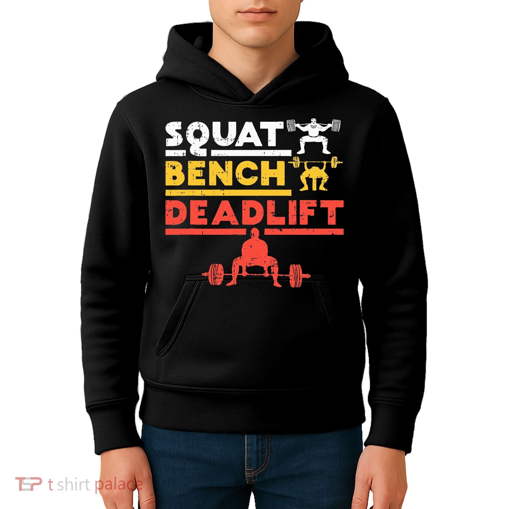 Powerlifting Squat Bench Deadlift Weightlifting Kids Hoodie