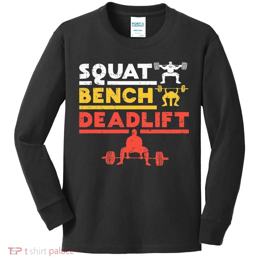 Powerlifting Squat Bench Deadlift Weightlifting Kids Long Sleeve Shirt