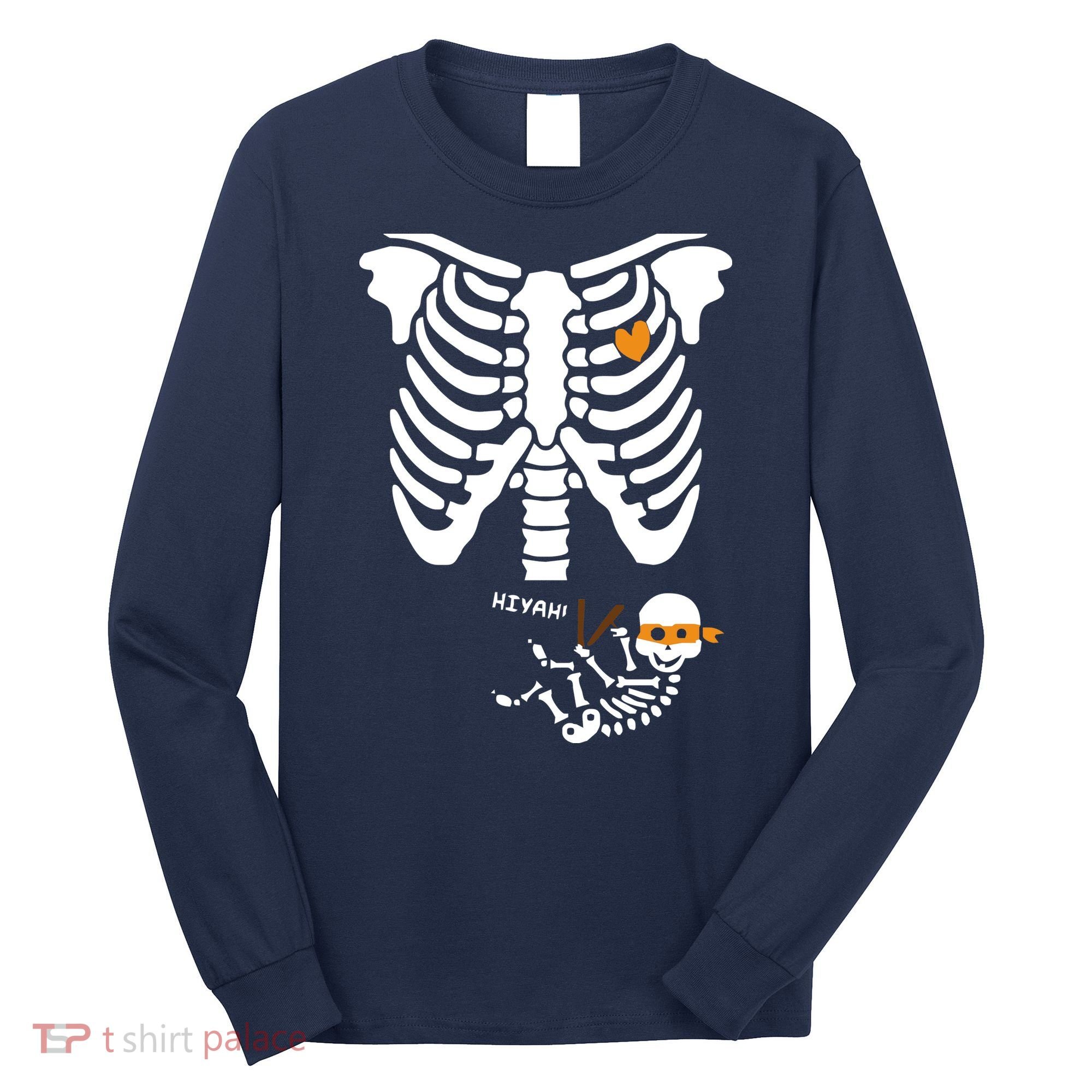 Pregnant Skeleton Baby Costume Halloween Maternity Ninja Ladies Long Sleeve Shirt