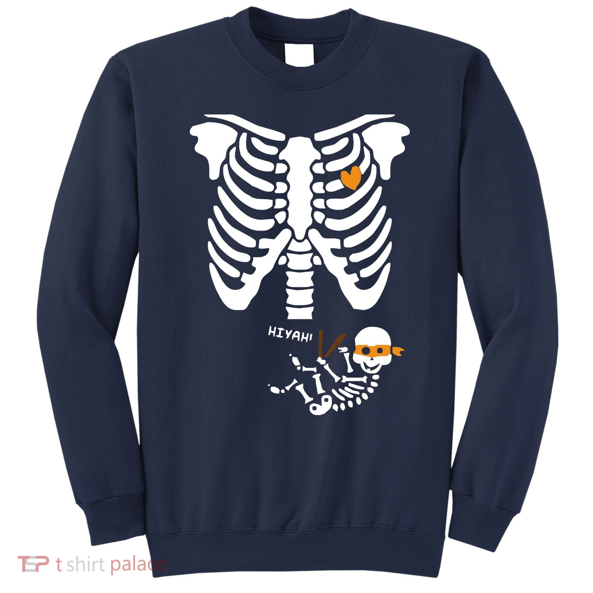 Pregnant Skeleton Baby Costume Halloween Maternity Ninja Ladies Sweatshirt