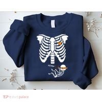 Pregnant Skeleton Baby Costume Halloween Maternity Ninja Ladies Sweatshirt thumb 2