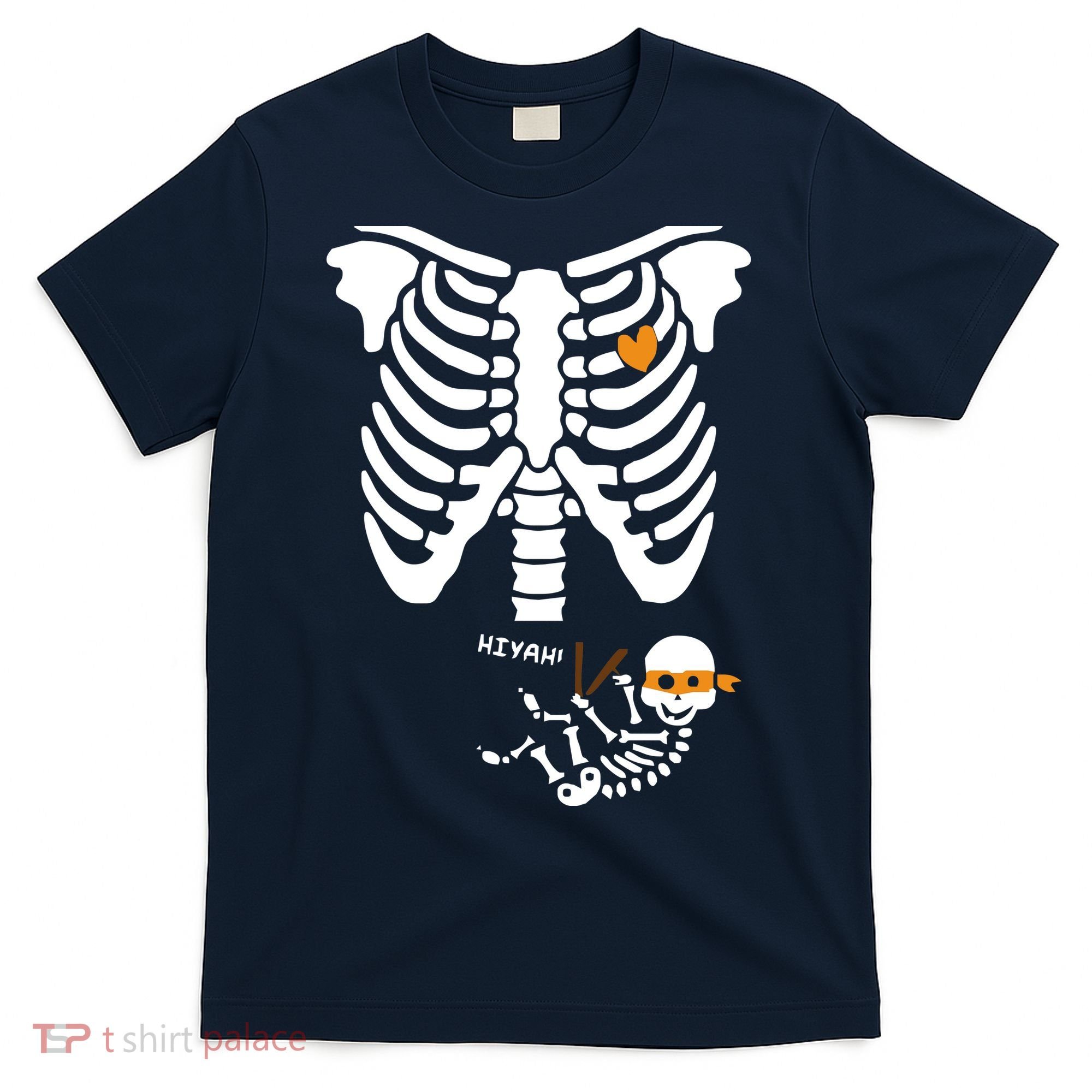 Pregnant Skeleton Baby Costume Halloween Maternity Ninja Ladies T-Shirt