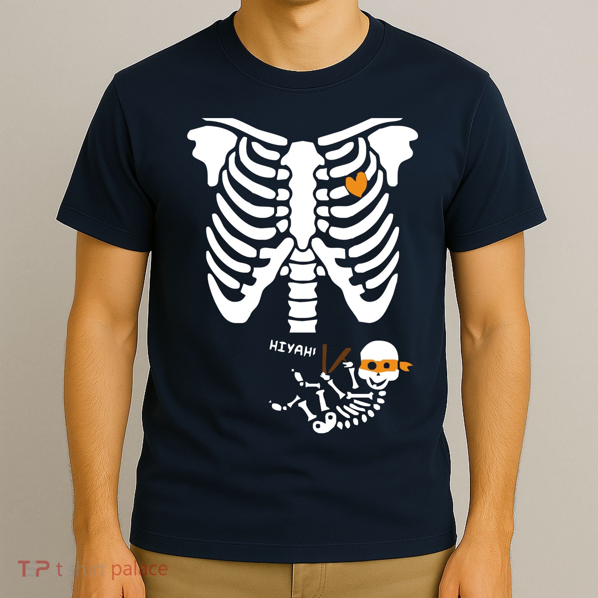 Pregnant Skeleton Baby Costume Halloween Maternity Ninja Ladies T-Shirt