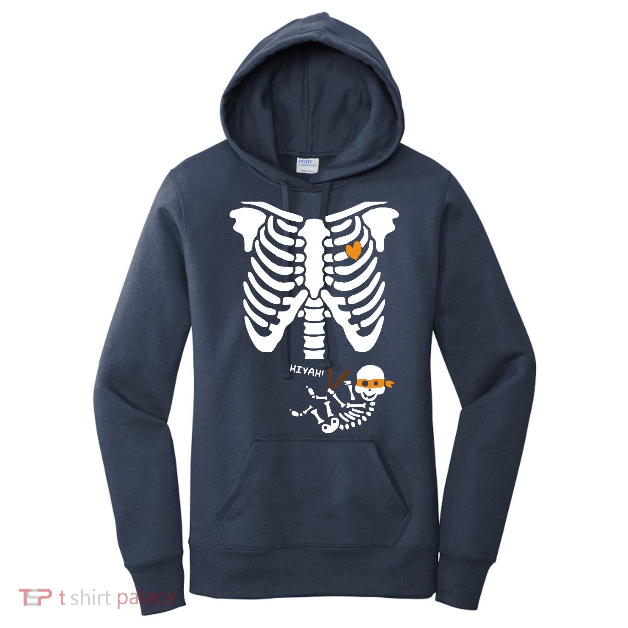 Pregnant Skeleton Baby Costume Halloween Maternity Ninja Ladies Women's Hoodie