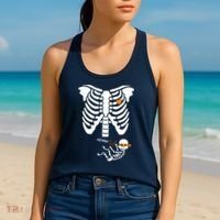 Pregnant Skeleton Baby Costume Halloween Maternity Ninja Ladies Women's Tank Top thumb 2