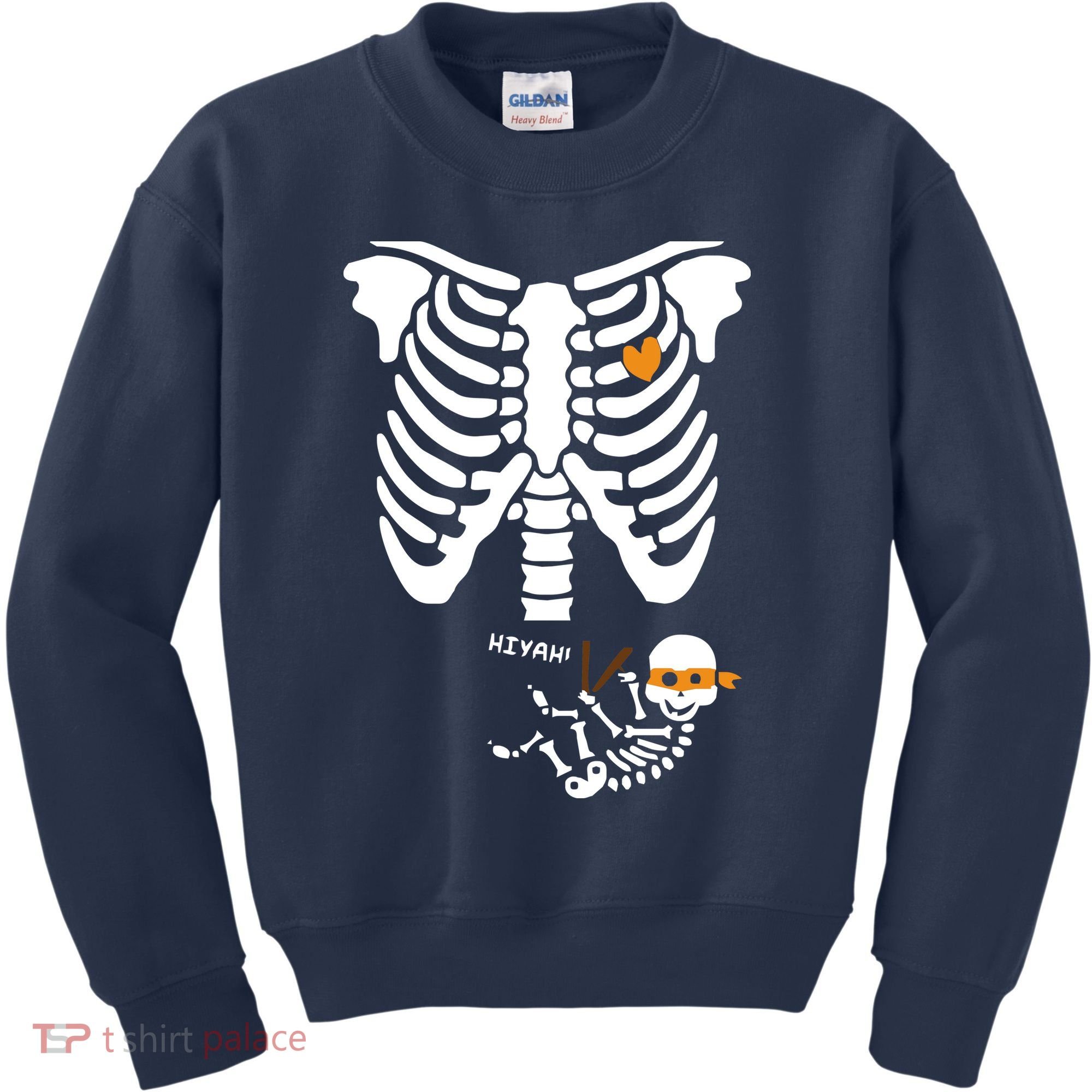 Pregnant Skeleton Baby Costume Halloween Maternity Ninja Ladies Kids Sweatshirt
