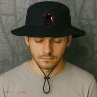 Problem Solved Bloody Funny Black Cat With Knife Cat Lovers Bucket Hat thumb 2