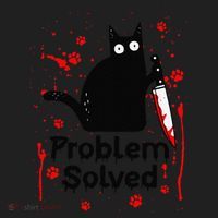 Problem Solved Bloody Funny Black Cat With Knife Cat Lovers Beanie thumb 2