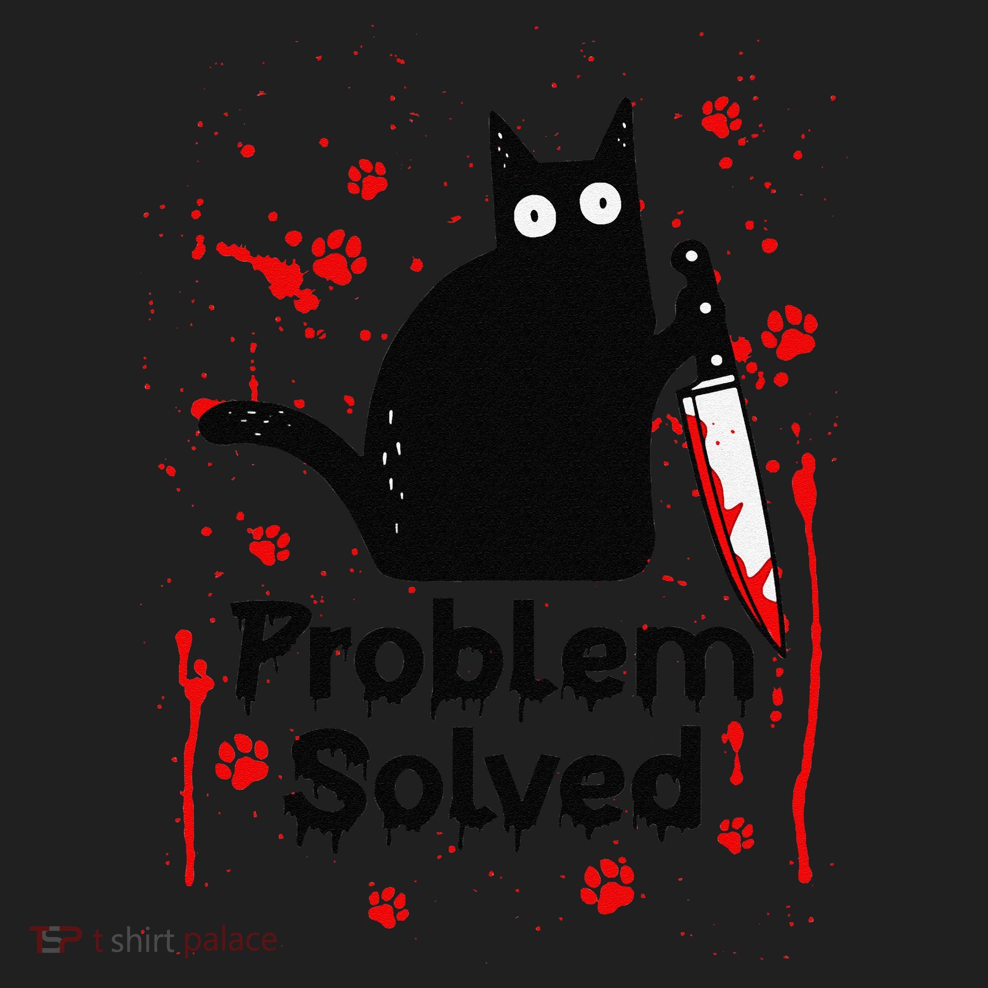 Problem Solved Bloody Funny Black Cat With Knife Cat Lovers Beanie