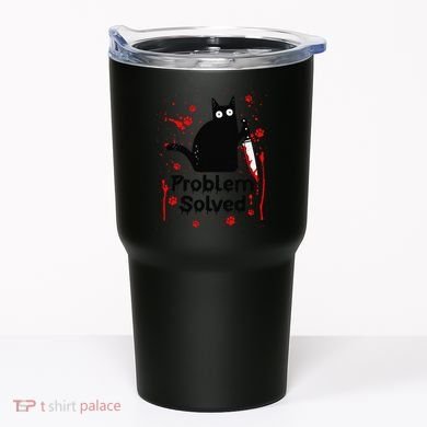 Problem Solved Bloody Funny Black Cat With Knife Cat Lovers Tumbler