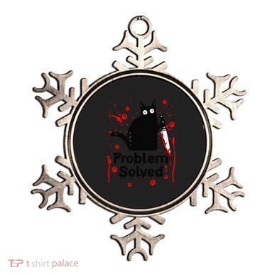 Problem Solved Bloody Funny Black Cat With Knife Cat Lovers Ornament