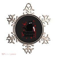Problem Solved Bloody Funny Black Cat With Knife Cat Lovers Ornament thumb 0