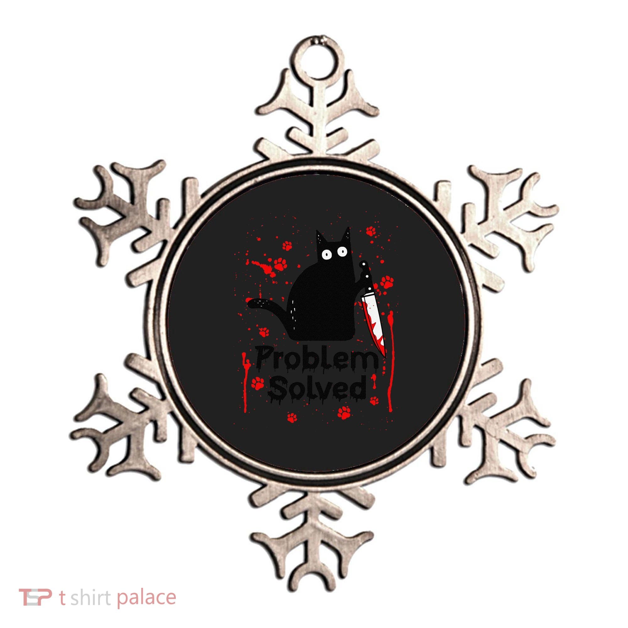 Problem Solved Bloody Funny Black Cat With Knife Cat Lovers Ornament