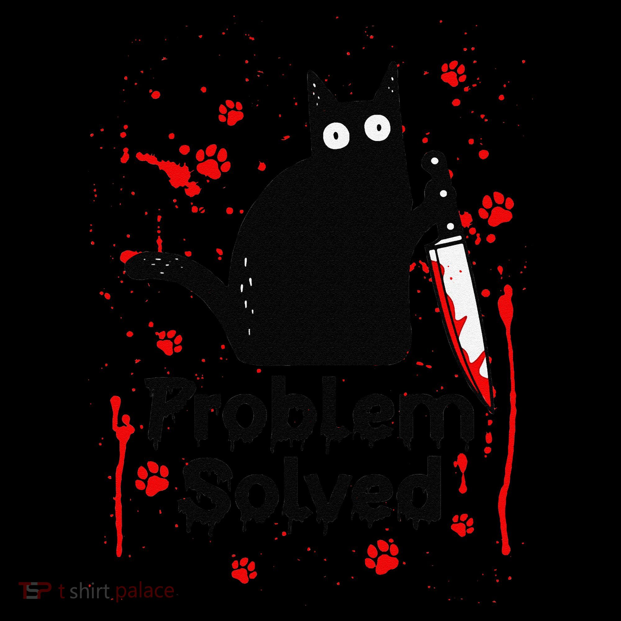 Problem Solved Bloody Funny Black Cat With Knife Cat Lovers Women's Tank Top