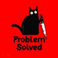 Problem Solved Bloody Funny Black Cat With Knife Cat Lovers Santa Hat thumb 1