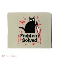 Problem Solved Bloody Funny Black Cat With Knife Cat Lovers Mousepad thumb 0