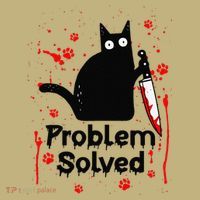 Problem Solved Bloody Funny Black Cat With Knife Cat Lovers Mousepad thumb 1