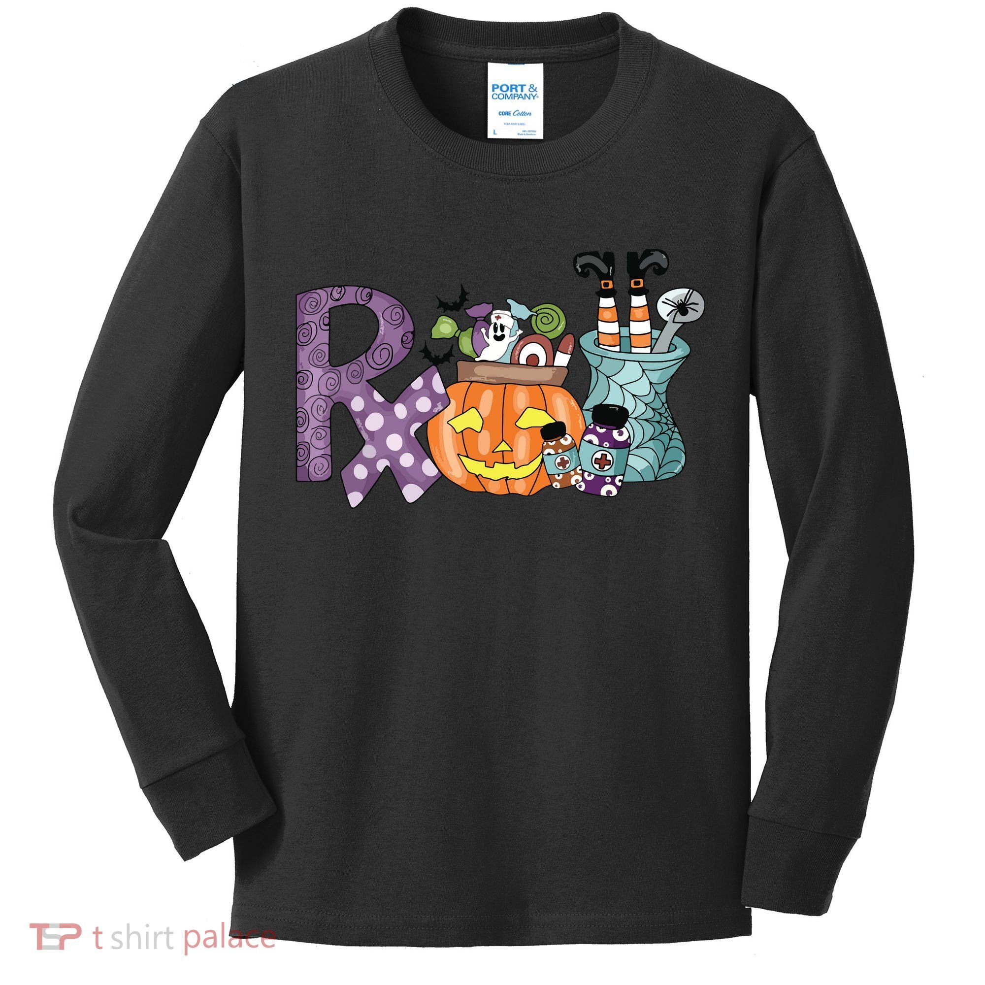 Pharmacy Squad Boo Crew Pharmacist Pharmacy Tech Halloween Kids Long Sleeve Shirt