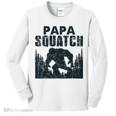 Papa Squatch Bigfoot Dad Father's Day Kids Long Sleeve Shirt