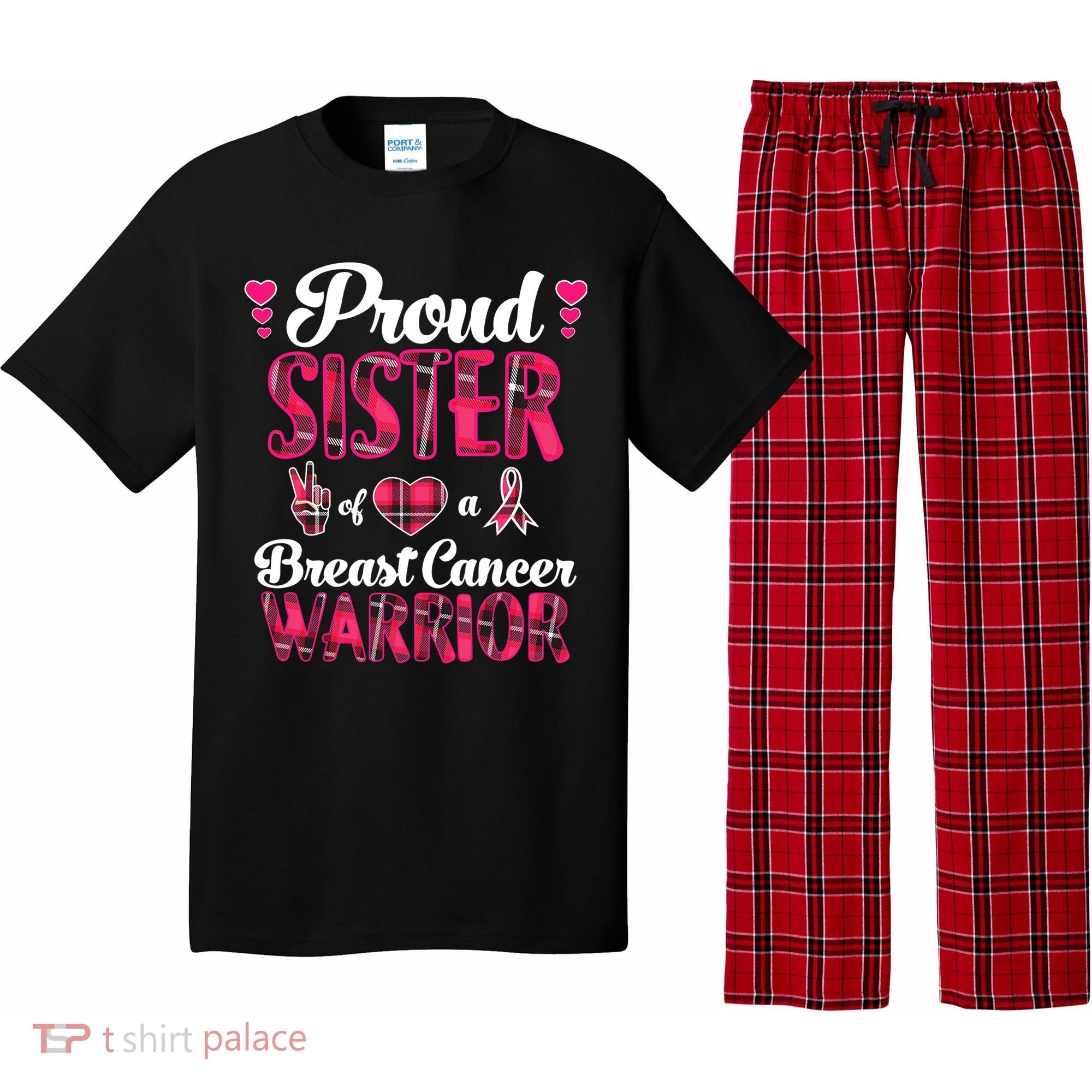 Proud Sister Breast Cancer Awareness Warrior Pink Ribbon Pajama Set