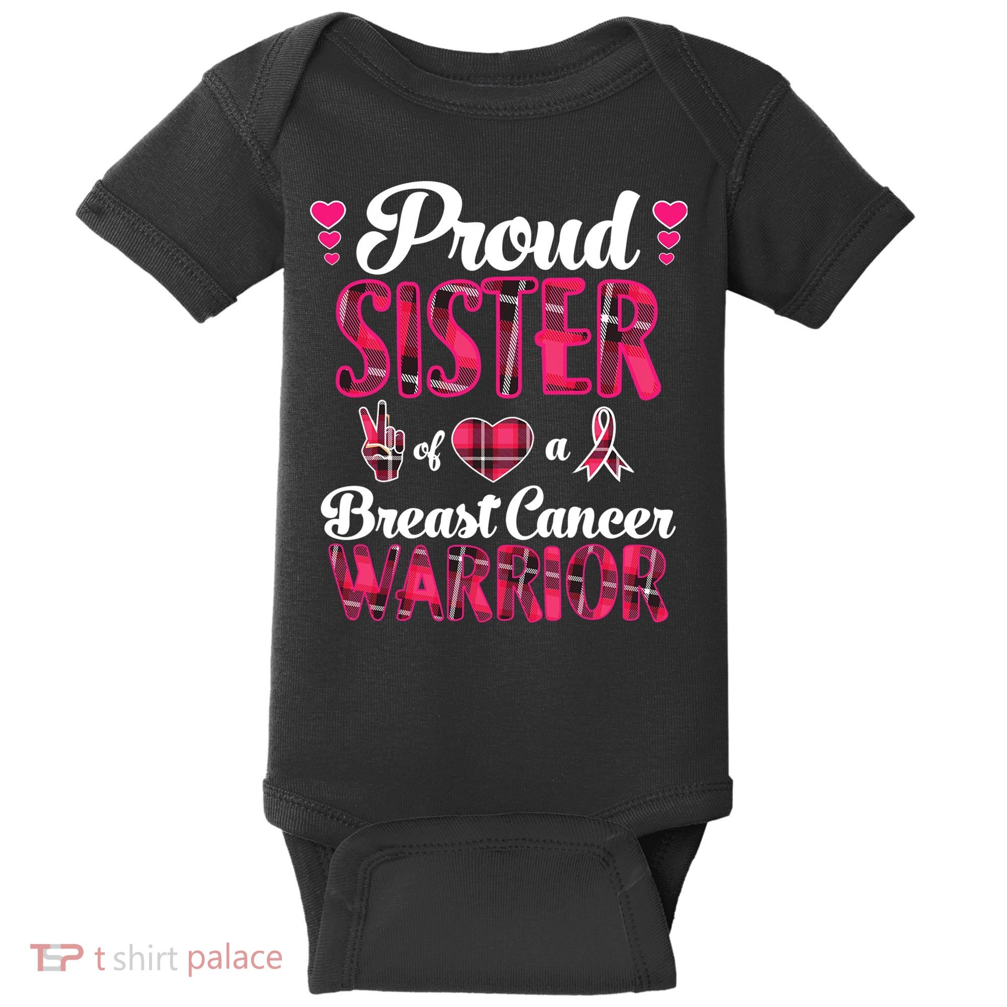 Proud Sister Breast Cancer Awareness Warrior Pink Ribbon Baby Bodysuit