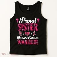 Proud Sister Breast Cancer Awareness Warrior Pink Ribbon Tank Top thumb 2