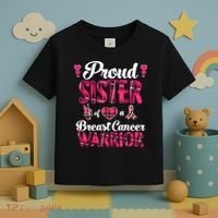 Proud Sister Breast Cancer Awareness Warrior Pink Ribbon Toddler T-Shirt thumb 3
