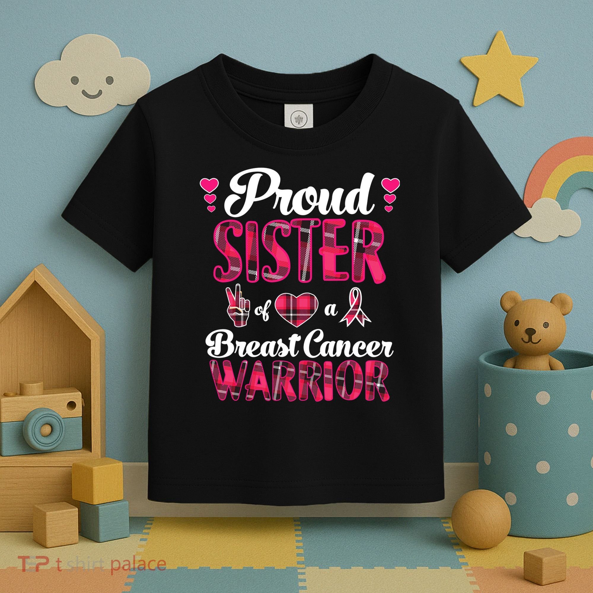 Proud Sister Breast Cancer Awareness Warrior Pink Ribbon Toddler T-Shirt