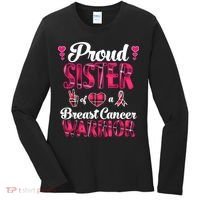 Proud Sister Breast Cancer Awareness Warrior Pink Ribbon Women's Long Sleeve Shirt thumb 0