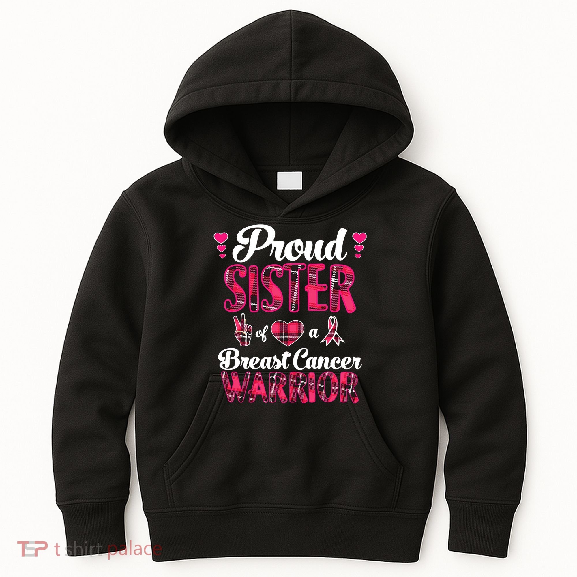 Proud Sister Breast Cancer Awareness Warrior Pink Ribbon Kids Hoodie
